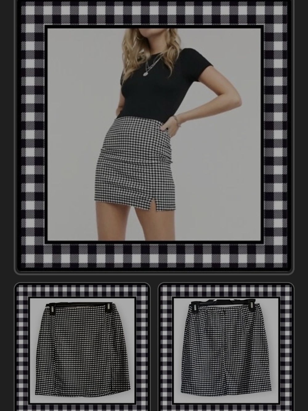 Eyeshadow Black & White Gingham Mini Skirt